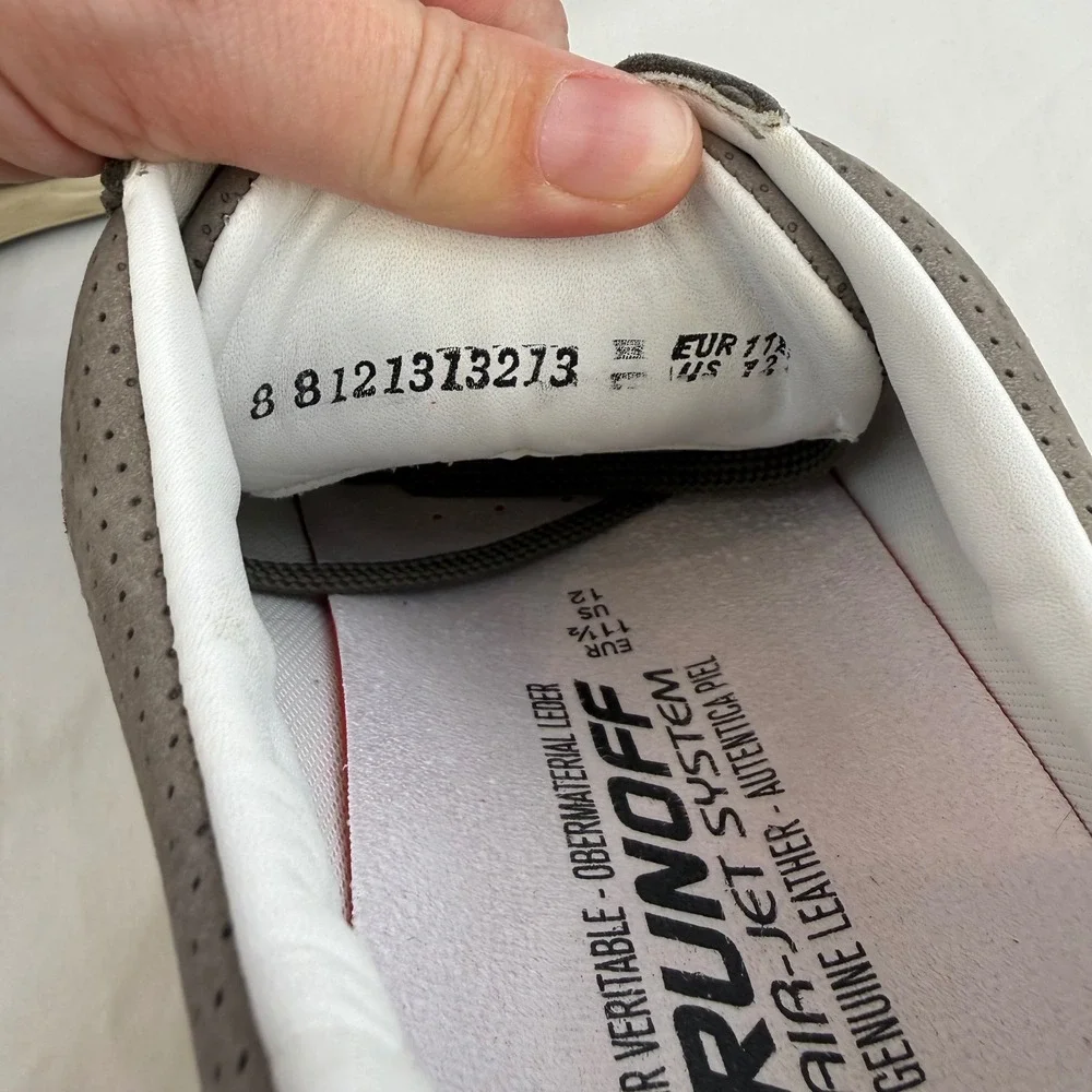 Mephisto Runoff Grey Leather Perforated Air-Jet Sneakers Mens 12 EUR 11.5